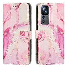 Custodia Portafoglio In Pelle Fantasia Modello Cover con Supporto Y01X per Xiaomi Mi 12T 5G Rosa