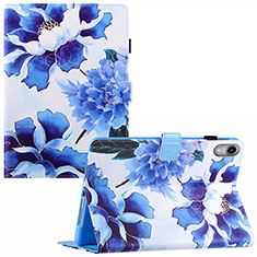 Custodia Portafoglio In Pelle Fantasia Modello Cover con Supporto Y02B per Apple iPad Mini 6 Blu