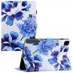 Custodia Portafoglio In Pelle Fantasia Modello Cover con Supporto Y02B per Apple iPad Pro 11 (2022) Blu