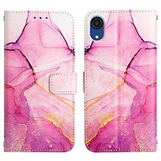 Custodia Portafoglio In Pelle Fantasia Modello Cover con Supporto Y02B per Samsung Galaxy A03 Core Rosa Caldo