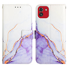 Custodia Portafoglio In Pelle Fantasia Modello Cover con Supporto Y02B per Samsung Galaxy A03 Lavanda