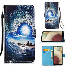 Custodia Portafoglio In Pelle Fantasia Modello Cover con Supporto Y02B per Samsung Galaxy A12 5G Blu Notte