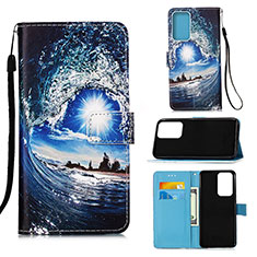 Custodia Portafoglio In Pelle Fantasia Modello Cover con Supporto Y02B per Samsung Galaxy A13 4G Blu Notte