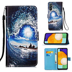 Custodia Portafoglio In Pelle Fantasia Modello Cover con Supporto Y02B per Samsung Galaxy A13 5G Blu Notte