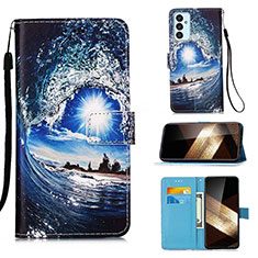 Custodia Portafoglio In Pelle Fantasia Modello Cover con Supporto Y02B per Samsung Galaxy A35 5G Blu Notte