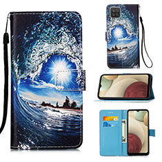 Custodia Portafoglio In Pelle Fantasia Modello Cover con Supporto Y02B per Samsung Galaxy M12 Blu Notte