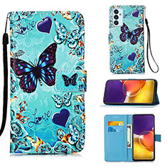 Custodia Portafoglio In Pelle Fantasia Modello Cover con Supporto Y02B per Samsung Galaxy Quantum4 5G Cielo Blu