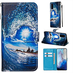 Custodia Portafoglio In Pelle Fantasia Modello Cover con Supporto Y02B per Samsung Galaxy S20 5G Blu Notte