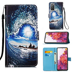 Custodia Portafoglio In Pelle Fantasia Modello Cover con Supporto Y02B per Samsung Galaxy S20 FE 4G Blu Notte