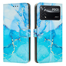 Custodia Portafoglio In Pelle Fantasia Modello Cover con Supporto Y02X per Xiaomi Redmi Note 11E Pro 5G Blu