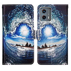 Custodia Portafoglio In Pelle Fantasia Modello Cover con Supporto Y03B per Motorola Moto G 5G (2023) Blu Notte