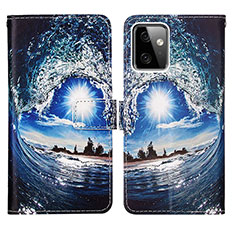 Custodia Portafoglio In Pelle Fantasia Modello Cover con Supporto Y03B per Motorola Moto G Power 5G (2023) Blu Notte