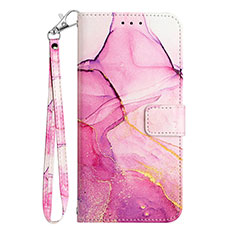 Custodia Portafoglio In Pelle Fantasia Modello Cover con Supporto Y03B per Samsung Galaxy A03 Core Rosa Caldo