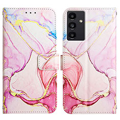 Custodia Portafoglio In Pelle Fantasia Modello Cover con Supporto Y03B per Samsung Galaxy A04s Rosa