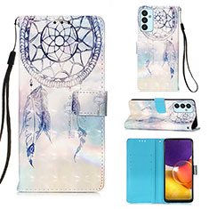 Custodia Portafoglio In Pelle Fantasia Modello Cover con Supporto Y03B per Samsung Galaxy A05s Azzurro