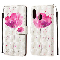 Custodia Portafoglio In Pelle Fantasia Modello Cover con Supporto Y03B per Samsung Galaxy A10e Rosa