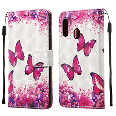 Custodia Portafoglio In Pelle Fantasia Modello Cover con Supporto Y03B per Samsung Galaxy A10e Rosa Caldo