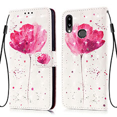 Custodia Portafoglio In Pelle Fantasia Modello Cover con Supporto Y03B per Samsung Galaxy A10s Rosa
