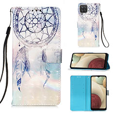 Custodia Portafoglio In Pelle Fantasia Modello Cover con Supporto Y03B per Samsung Galaxy A12 5G Azzurro