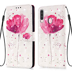 Custodia Portafoglio In Pelle Fantasia Modello Cover con Supporto Y03B per Samsung Galaxy A20s Rosa