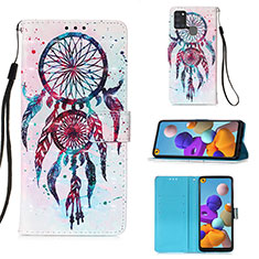 Custodia Portafoglio In Pelle Fantasia Modello Cover con Supporto Y03B per Samsung Galaxy A21s Multicolore