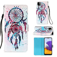 Custodia Portafoglio In Pelle Fantasia Modello Cover con Supporto Y03B per Samsung Galaxy A22s 5G Multicolore