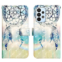 Custodia Portafoglio In Pelle Fantasia Modello Cover con Supporto Y03B per Samsung Galaxy A23 4G Azzurro
