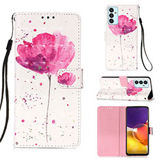 Custodia Portafoglio In Pelle Fantasia Modello Cover con Supporto Y03B per Samsung Galaxy A24 4G Rosa