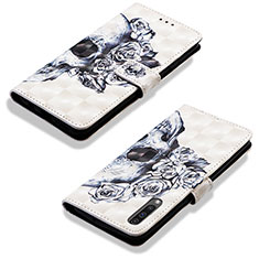 Custodia Portafoglio In Pelle Fantasia Modello Cover con Supporto Y03B per Samsung Galaxy A30S Nero