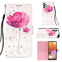 Custodia Portafoglio In Pelle Fantasia Modello Cover con Supporto Y03B per Samsung Galaxy A32 4G Rosa