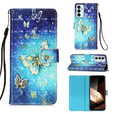 Custodia Portafoglio In Pelle Fantasia Modello Cover con Supporto Y03B per Samsung Galaxy A35 5G Cielo Blu