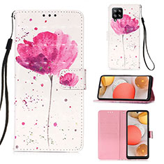 Custodia Portafoglio In Pelle Fantasia Modello Cover con Supporto Y03B per Samsung Galaxy A42 5G Rosa