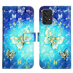 Custodia Portafoglio In Pelle Fantasia Modello Cover con Supporto Y03B per Samsung Galaxy A53 5G Cielo Blu