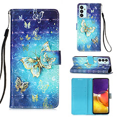 Custodia Portafoglio In Pelle Fantasia Modello Cover con Supporto Y03B per Samsung Galaxy F54 5G Cielo Blu