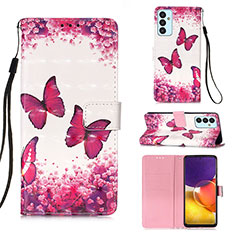 Custodia Portafoglio In Pelle Fantasia Modello Cover con Supporto Y03B per Samsung Galaxy M14 5G Rosa Caldo