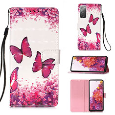 Custodia Portafoglio In Pelle Fantasia Modello Cover con Supporto Y03B per Samsung Galaxy S20 FE 4G Rosa Caldo