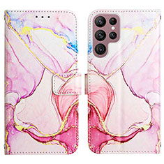 Custodia Portafoglio In Pelle Fantasia Modello Cover con Supporto Y03B per Samsung Galaxy S21 Ultra 5G Rosa