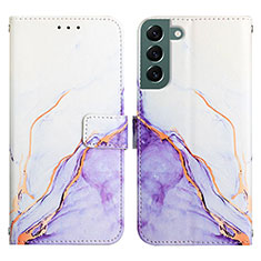 Custodia Portafoglio In Pelle Fantasia Modello Cover con Supporto Y03B per Samsung Galaxy S24 Plus 5G Viola