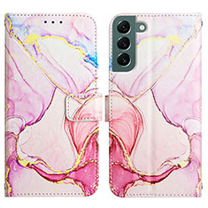 Custodia Portafoglio In Pelle Fantasia Modello Cover con Supporto Y03B per Samsung Galaxy S25 5G Rosa