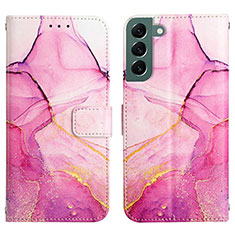 Custodia Portafoglio In Pelle Fantasia Modello Cover con Supporto Y03B per Samsung Galaxy S25 5G Rosa Caldo