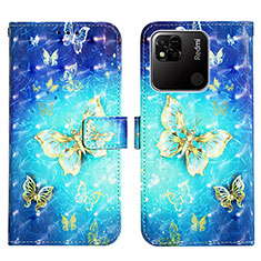 Custodia Portafoglio In Pelle Fantasia Modello Cover con Supporto Y03B per Xiaomi POCO C31 Cielo Blu