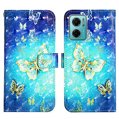 Custodia Portafoglio In Pelle Fantasia Modello Cover con Supporto Y03B per Xiaomi Redmi 10 Prime Plus 5G Cielo Blu