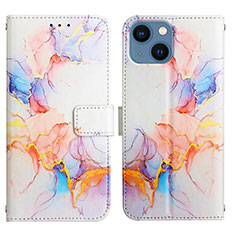 Custodia Portafoglio In Pelle Fantasia Modello Cover con Supporto Y04B per Apple iPhone 13 Blu