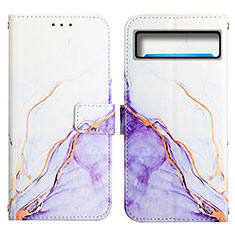 Custodia Portafoglio In Pelle Fantasia Modello Cover con Supporto Y04B per Google Pixel 8 5G Viola