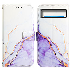 Custodia Portafoglio In Pelle Fantasia Modello Cover con Supporto Y04B per Google Pixel 8 Pro 5G Viola