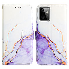 Custodia Portafoglio In Pelle Fantasia Modello Cover con Supporto Y04B per Motorola Moto G Power 5G (2023) Viola