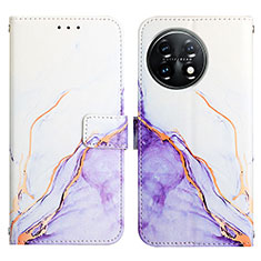 Custodia Portafoglio In Pelle Fantasia Modello Cover con Supporto Y04B per OnePlus 11 5G Viola