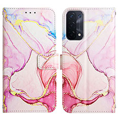 Custodia Portafoglio In Pelle Fantasia Modello Cover con Supporto Y04B per Oppo A74 5G Rosa