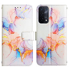 Custodia Portafoglio In Pelle Fantasia Modello Cover con Supporto Y04B per Oppo A93 5G Blu