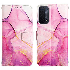 Custodia Portafoglio In Pelle Fantasia Modello Cover con Supporto Y04B per Oppo A93 5G Rosa Caldo